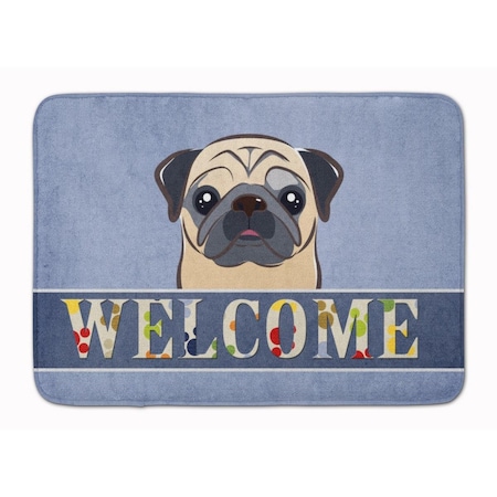 Carolines Treasures Fawn Pug Welcome Machine Washable Memory Foam Mat BB1448RUG